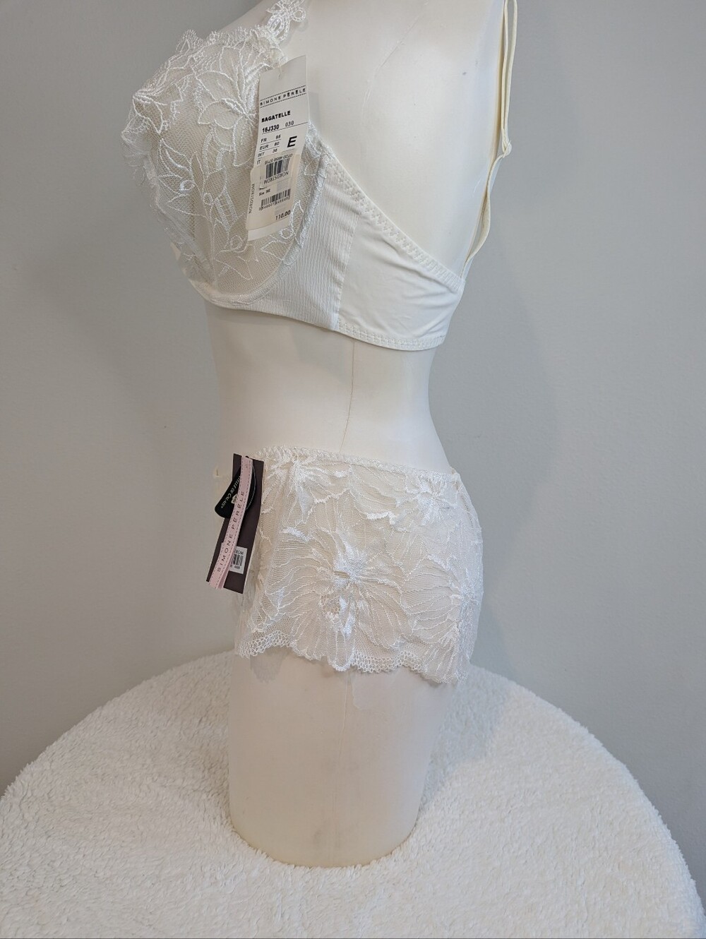 Simone Perele Bagatelle Ivory Lace Bra & Boyshort Set 36E / L NWT - Picture 6 of 12